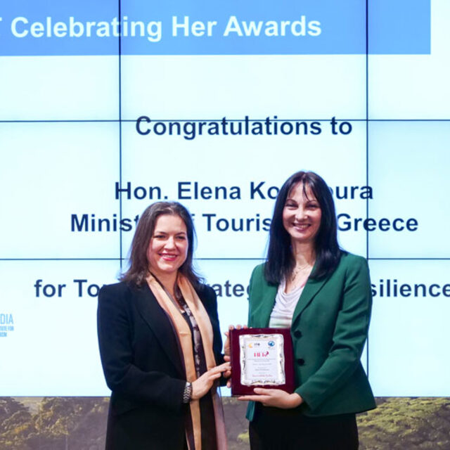 Elena Kountoura, Minister of Tourism for Greece with Eliza Reid